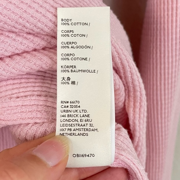 We the Free Pink Waffle Oversized Long Sleeve Slouchy Blouse Size Small - Picture 7 of 8